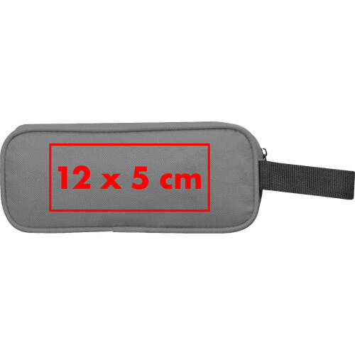 Graues RPET-Etui mit Reiverschluss und Trageschlaufe.