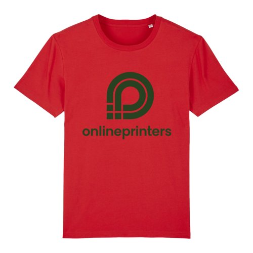 Rotes T-Shirt aus Bio-Baumwolle mit kurzen rmeln.