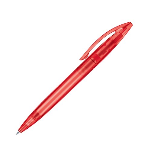 Roter Drehkugelschreiber aus Kunststoff mit Clip.