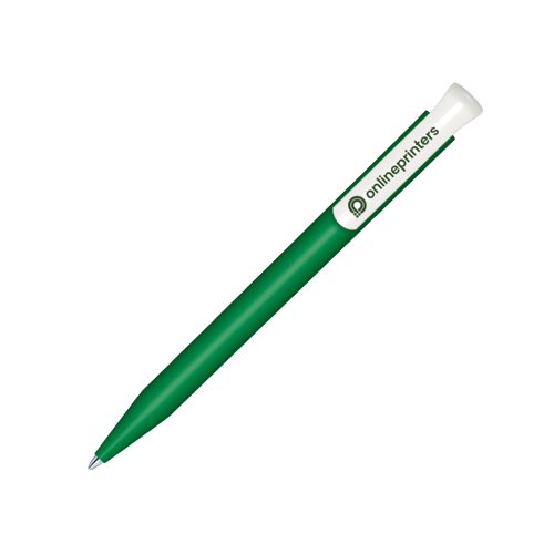 Grner Bio-Kunststoff-Kugelschreiber mit Druckmechanismus.