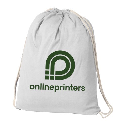 Weier Baumwoll-Gymbag mit Kordelzug.