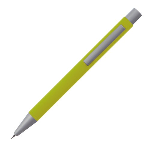 Apfelgrner Druckbleistift mit Clip und Minen.
