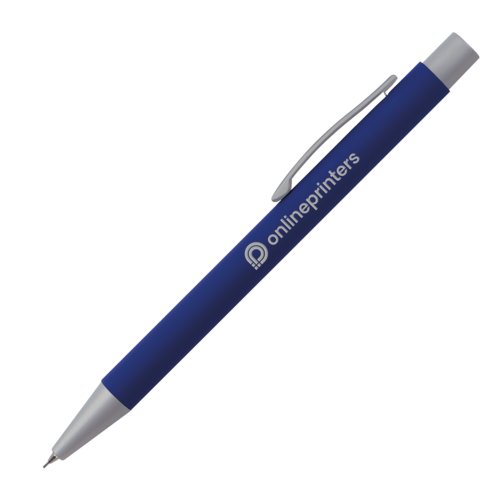 Blauer Druckbleistift mit Clip.
