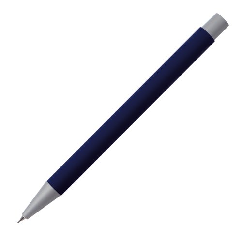 Dunkelblauer Druckbleistift mit Metallelementen.