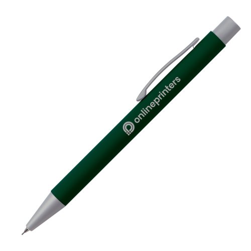 Dunkelgrner Druckbleistift mit Clip.
