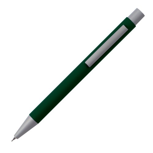 Dunkelgrner Druckbleistift mit Clip und Druckmechanik.