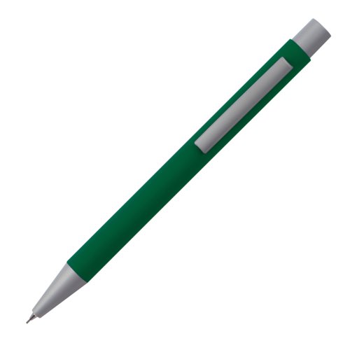 Grner Druckbleistift mit Clip und Druckmechanik.