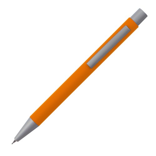 Oranger Druckbleistift mit Clip.