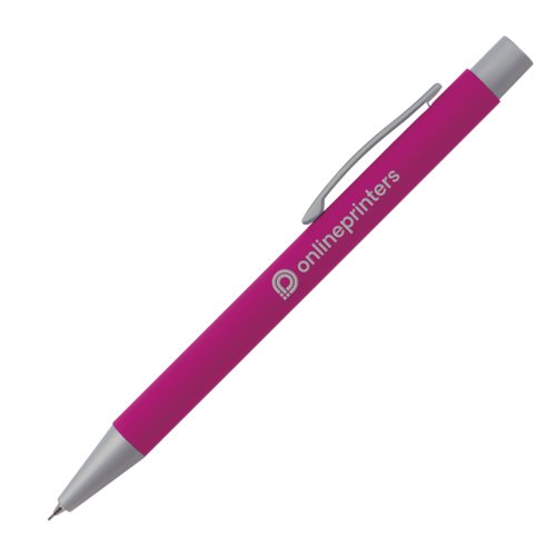 Pinker Druckbleistift mit Clip und Minen.