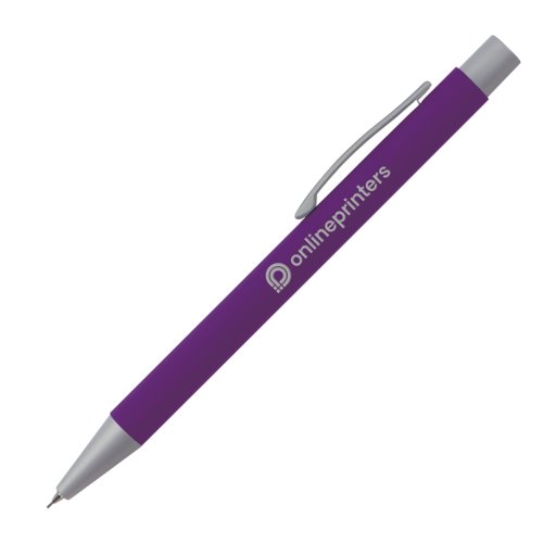Lila Druckbleistift mit Clip und Druckmechanismus.