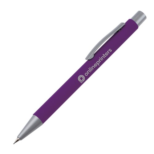Lila Druckbleistift mit Clip und Metallelementen.