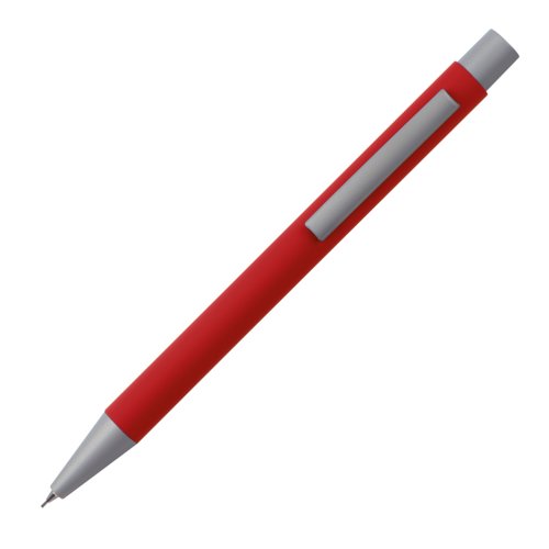 Roter Druckbleistift mit Clip und Druckmechanismus.