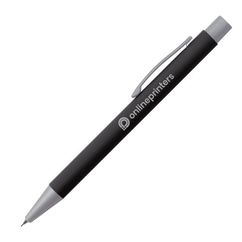 Schwarzer Druckbleistift mit Clip und Druckmechanik.