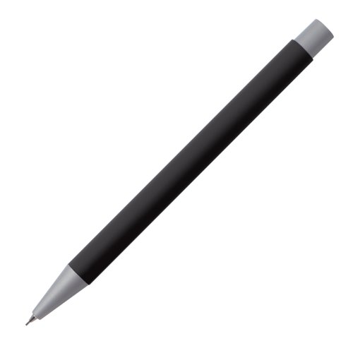 Schwarzer Druckbleistift mit Metallelementen.