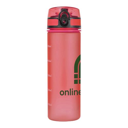 Pinke Tritan-Trinkflasche mit Schraubverschluss.