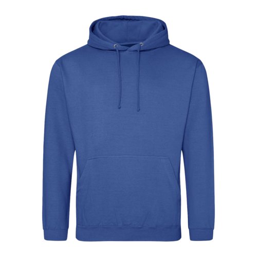 Knigsblauer Baumwoll-Polyester-Hoodie mit Kngurutasche und Kapuze.