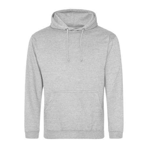 Grau melierter Baumwoll-Polyester-Hoodie mit Kapuze und Kngurutasche.