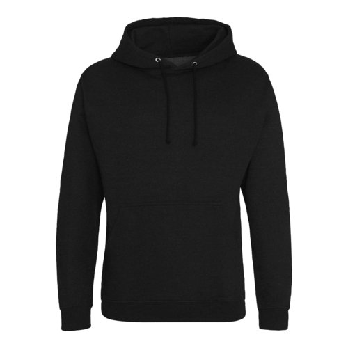 Schwarzer Hoodie aus Baumwollmischung mit Kapuze und Kordelzug.