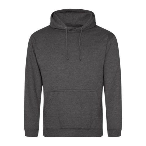 Anthrazitfarbener Hoodie aus Baumwollmischung mit Kapuze und Kngurutasche.