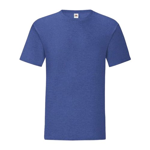 Blau meliertes Baumwoll-T-Shirt fr Herren mit Rundhalsausschnitt.