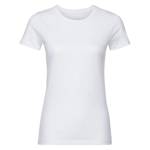 Weisses Damen T-Shirt aus Bio-Baumwolle mit kurzen rmeln.