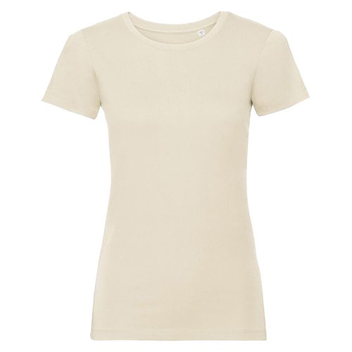 Beiges Baumwoll-T-Shirt fr Damen mit kurzen rmeln.