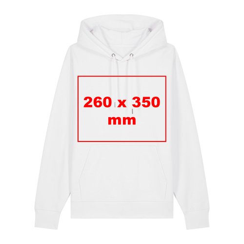 Weier Hoodie aus Stoff mit Kapuze und Kngurutasche.