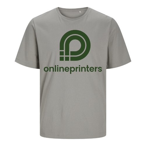 Graues Bio-Baumwoll-T-Shirt im Unisex-Schnitt.