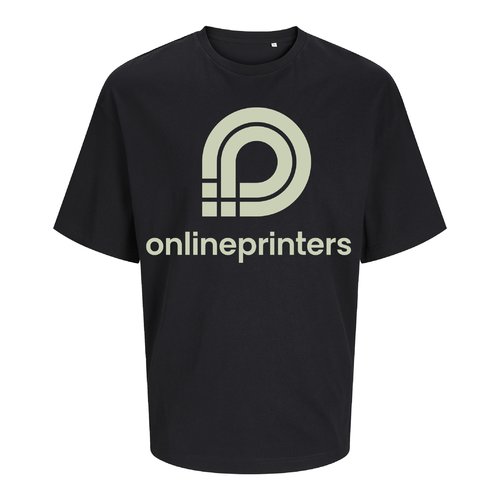 Schwarzes Unisex-T-Shirt aus Bio-Baumwolle im Oversized-Schnitt.