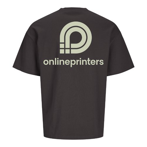 Anthrazitfarbenes Unisex-T-Shirt aus Bio-Baumwolle im Oversize-Schnitt.