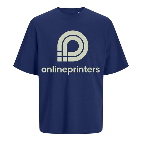 Dunkelblaues Oversize-T-Shirt aus Bio-Baumwolle, Unisex-Passform.
