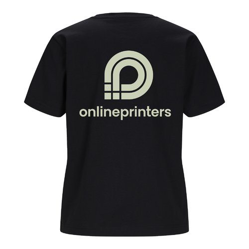 Schwarzes Damen T-Shirt aus Bio-Baumwolle mit kurzem Arm.