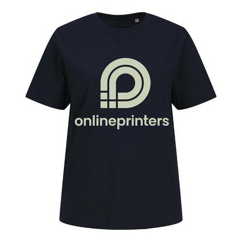 Marineblaues Damen T-Shirt aus Bio-Baumwolle mit kurzem Arm.
