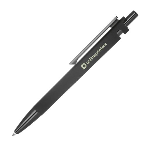 Schwarzer ABS Kugelschreiber aus recyceltem Material mit Clip.