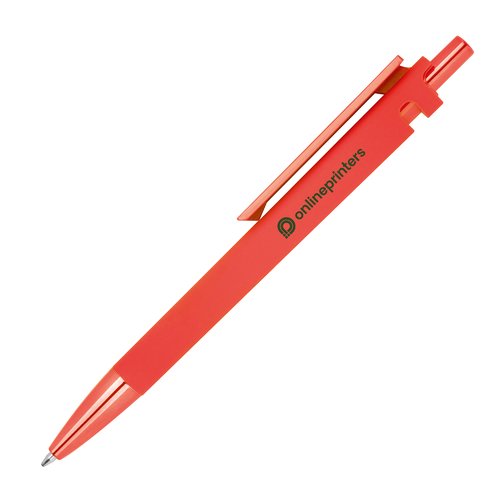 Roter Kugelschreiber aus recyceltem ABS-Kunststoff mit Clip.