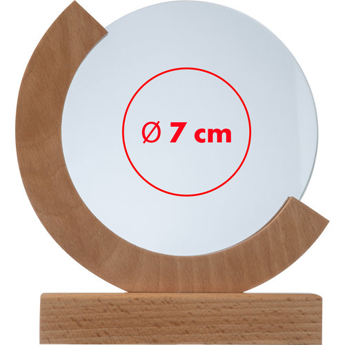 Holz Trophe mit einem Sockel aus Holz und einer transparenten, runden Flche.