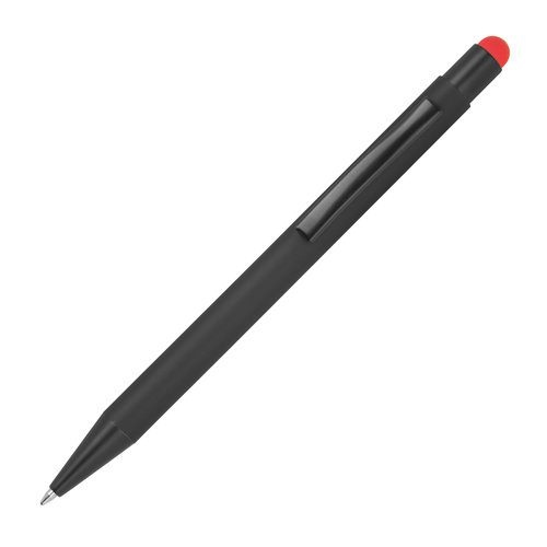 Roter Metall-Kugelschreiber mit Touchfunktion und Clip.