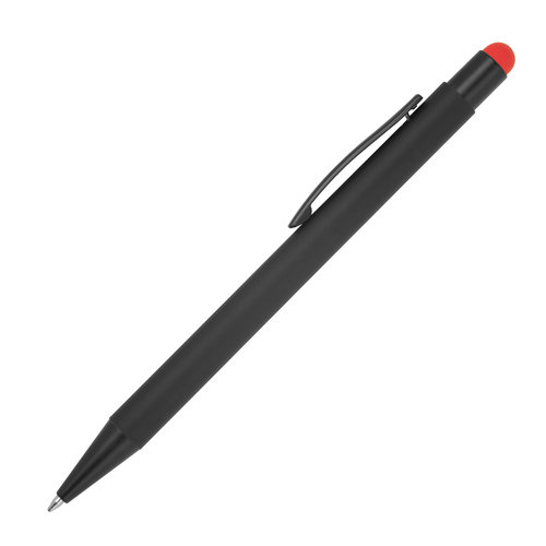 Roter Metall-Kugelschreiber mit Touchfunktion und Clip.