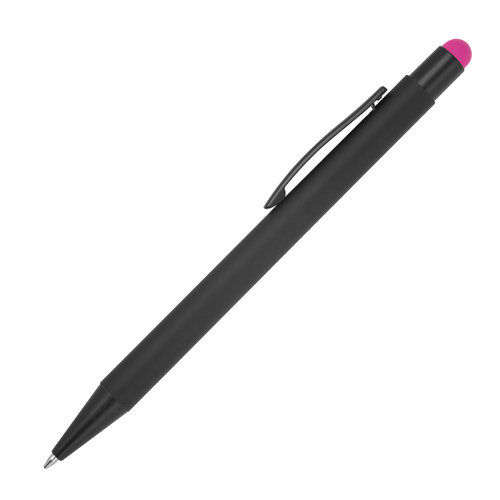 Pinker Metall-Kugelschreiber mit Touchfunktion und Clip.