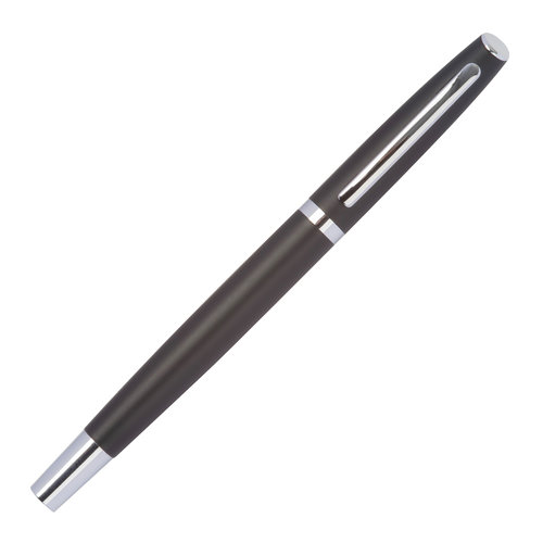 Schwarzes Schreibset aus recyceltem Aluminium mit Kugelschreiber und Etui.