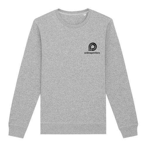 Grau melierter Baumwoll-Polyester-Sweatshirt mit Rundhalsausschnitt.