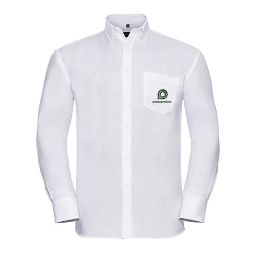 Wei�es Stoffhemd f�r Herren mit langen �rmeln und Knopfleiste.
