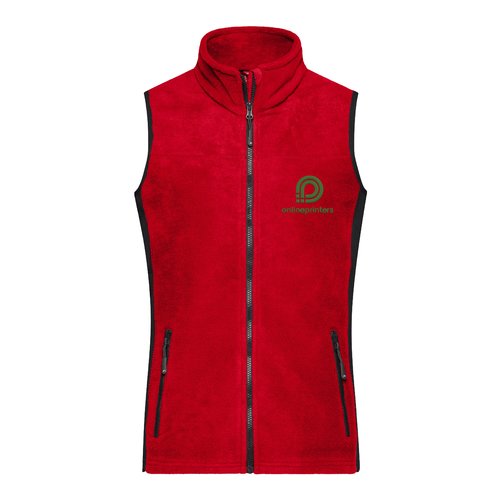 Rote Fleeceweste aus Polyester fr Damen mit durchgehendem Reiverschluss.