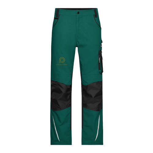 Dunkelgrne/schwarze Polyester-Baumwoll-Arbeitshose mit Taschen.