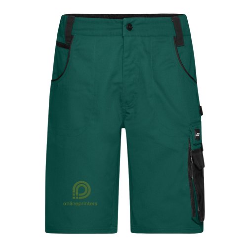 Grne Arbeits-Shorts aus strapazierfhigem Material mit mehreren Taschen.