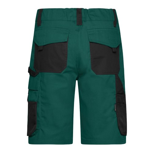 Dunkelgrne/Schwarze Shorts aus Polyester und Baumwolle mit mehreren Taschen.