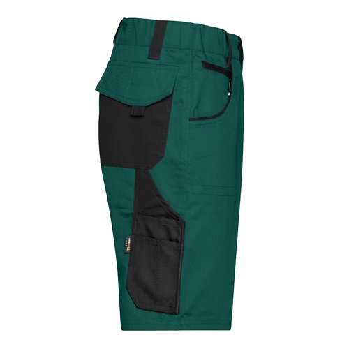 Dunkelgrne/schwarze Polyester-Baumwoll-Shorts mit mehreren Taschen.