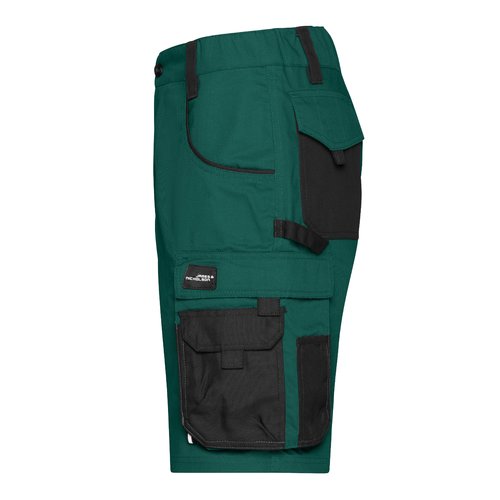 Dunkelgrne/Schwarze Arbeits-Shorts aus Polyester-Baumwoll-Mischgewebe mit mehreren Taschen.
