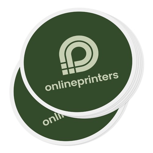 Grne Papier-Aufkleber in freier Form, selbstklebend.