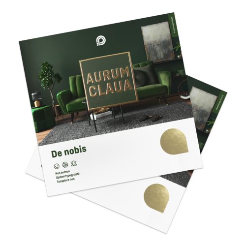 Papier-Klappkarten mit partiellem Heifoliendruck.